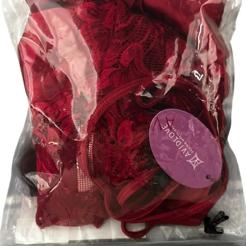 Avidlove Lingerie Set Lace‎ Babydoll Satin Chemise Sleepwear Red
